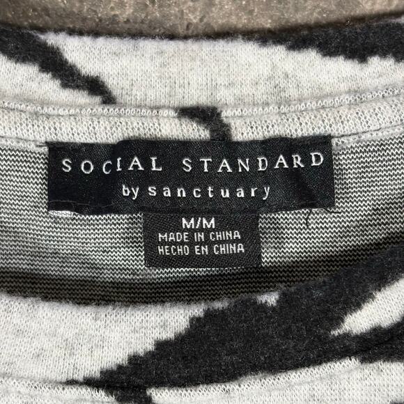 Social Standard By Sanctuary Sweater Woman's Medium Gray Black‎ Puff Sleeve - Picture 8 of 12